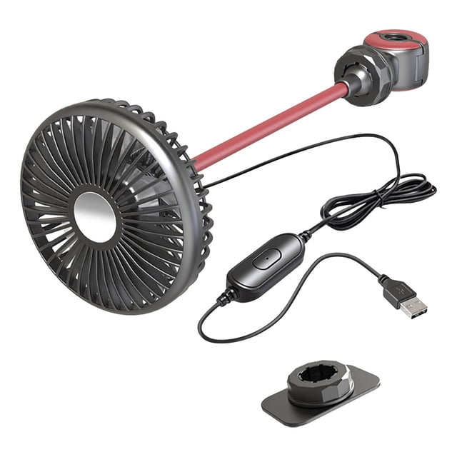 SDNall Versatile Car Seat Hook Fan with Rotating Light, Portable Fan for Cooling Back Seat Passengers in Vehicles and SUVs, Adjustable with Quiet Operation