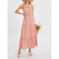 thumbnail image 3 of Faithtur Robe d'Été de Femmes Cami Couleur Unie Bretelles Spaghetti Taille Découpe Ouverte Dos Longue Robe, 3 of 9