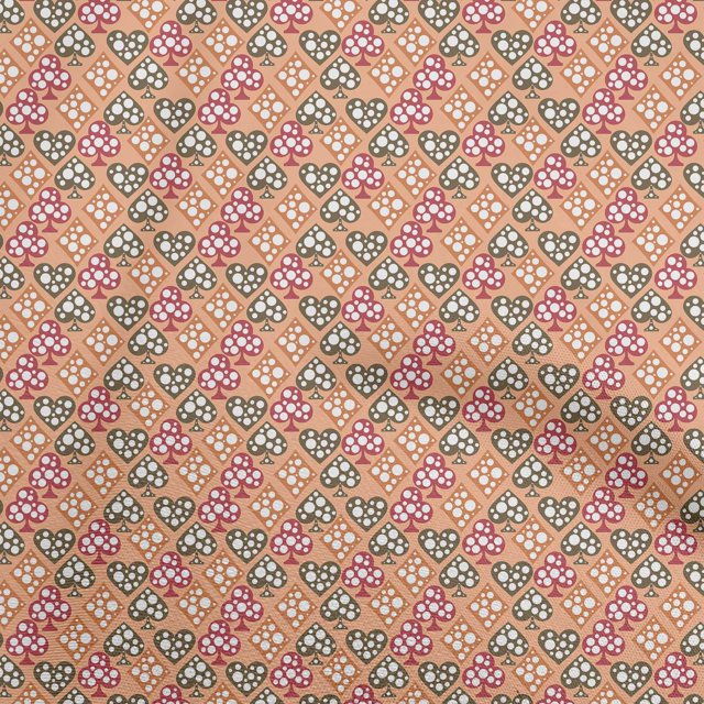 oneOone Cotton Poplin Light Peach Fabric Poker Card Craft Projects Decor Fabric Printed By The Yard 56 Inch Wide