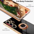 thumbnail image 4 of ORUYROP for Samsung Galaxy S24 Ultra Case with Screen Protector, Built-in 360 Rotation Ring Holder Magnetic Stand, Luxury Shiny Plating Edge Shockproof Electroplated Protective Cover (Black/Go, 4 of 6