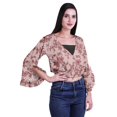 thumbnail image 3 of Moomaya Haut Court Imprimé pour Femmes Style Enveloppant Manches Longues à Volants Blouse d'Été Décontractée, 3 of 5