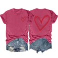 thumbnail image 1 of fatyb Heart T-Shirts pour Femmes Manches Courtes Col Rond T-Shirt Graphique Été Décontracté Imprimé, 1 of 3