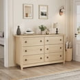 thumbnail image 1 of Yiwa Boho 6-Drawer Dresser with Rattan Drawers & Elegant Curved Legs, Versatile Storage for Entryway or Balcony, 1 of 8