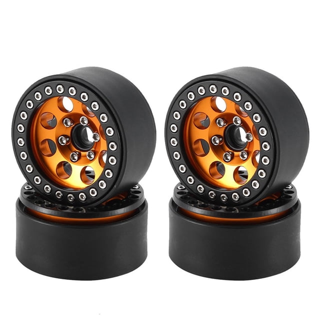 Graflsoa 4pcs 2.2" Aluminum Alloy Wheel Rims for Climbing Cars, Black with Gold Accent, 8-Hole Design, Hexagon Length 12mm