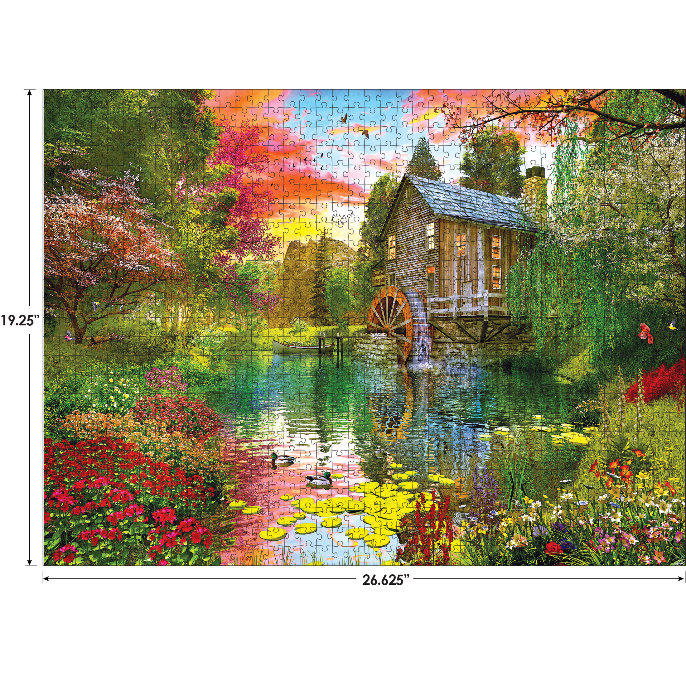 RoseArt - Lieux favoris 1000 pièces - coucher de soleil au moulin - Puzzle emboîtable pour adulte