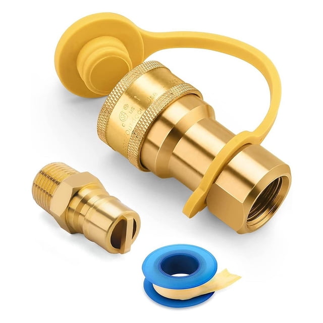 1/2" QDD LP Gas Quick Connect Fittings with Male Insert Plug, Natural Gas Propan
