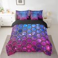 thumbnail image 2 of Erosebridal Ensembles de Literie Geometry Format Simple pour Ados, Ensembles de Couette Violet Bleu avec Draps, Déco Galaxie Bling, Réversible 7 Pcs, 2 of 5