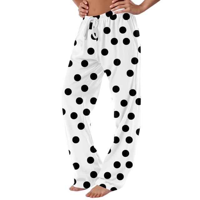 fatyb Lounge Pants for Women Printed Pajama Pants with Drawstring Womens Comfortable Wide Leg Pants