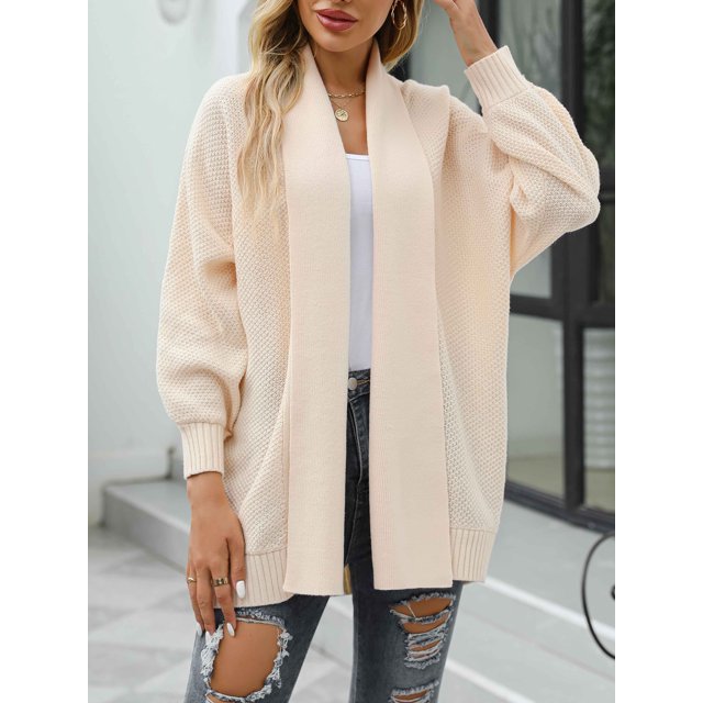 Charmo Cardigan en Tricot à devant Ouvert pour Femmes, Coupe Ample, Manches Longues, Manteau