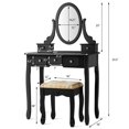 thumbnail image 2 of Costway Ensemble de Coiffeuse Ensemble de Table de Toilette avec 5 Tiroirs Table de Maquillage et Tabouret Ensemble Noir, 2 of 10