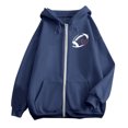 thumbnail image 3 of WEAIXIMIUNG Chandail en Molleton pour Femmes Graphique Mode Rugby Imprimé Fermeture Éclair Manches Longues Poche Cordon Décontracté Sport Chandail à Capuchon (5), 3 of 6