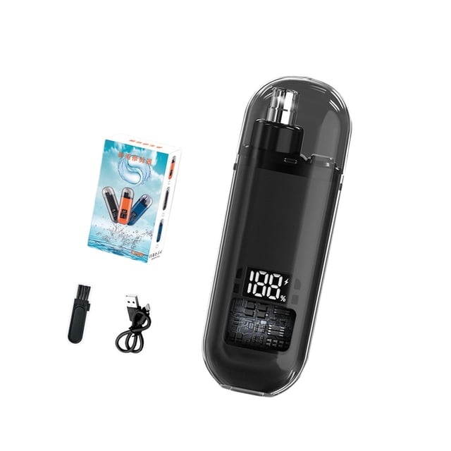 Bunblic Nose Hair Trimmer Rechargeable with Brush Grooming Easy Cleaning Professional Portable Nose Hair Shaver for Nose Hair Remover Black With Display