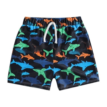 PMVFHDE Boys Bathing Suit Set Toddler Kids Baby Boys Summer Print Shorts Beach Swimwear Swimming Trunks Clothes Black,3-4 Years