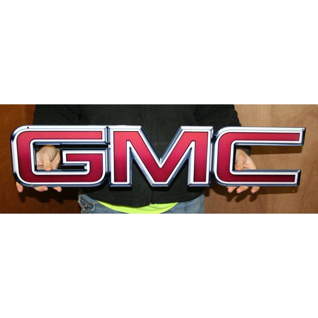 Chevrolet GMC Emblem Metal Large Wall Sign Compatible for GMC - 30" x 7"