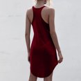 thumbnail image 3 of Mrat Camisoles d'Exercice pour Femmes Robe d'Été Décontractée pour Femmes Robe Bohème de Plage Col Rond Sans Manches Ample Robes Débardeurs Mignonne Robe Mini Asymétrique S-402 Bordeaux S, 3 of 8