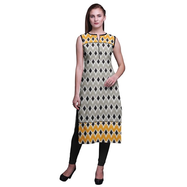 Bimba Tuniques Droites pour Femmes Imprimées Sans Manches Kurti Décontractée Robe X-Small