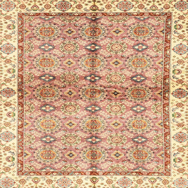 Ahgly Company Indoor Square Abstract Orange Oriental Area Rugs, 3' Square