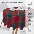 thumbnail image 2 of Red and Green Christmas Plaid Round Tablecloth 60 Inch Plaid Printed Fabric Table Cloth Decor Washable Polyester Fabric Holiday Winter Table Cover for Home Kitchen Outdoor Party, 2 of 6