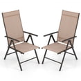 thumbnail image 1 of Costway 2 PCS Patio Folding Dining Chair with 7-Level Adjustable High Backrest for Garden Brown, 1 of 10