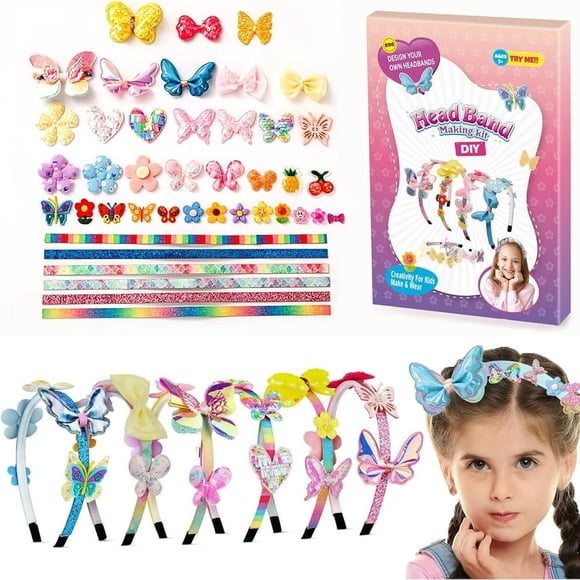 YOPTOP Arts and Crafts for Kids Age 6-12 Toys for 6 7 8 9 Year Old Girls | Fashion Girls Hair Accessories Craft Kit | That Allows Girls to Make Their Own Unique DIY Butterfly Hair Access