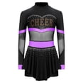 thumbnail image 3 of iiniim Enfants Filles Paillettes Uniforme de Cheerleading Tenue de Cheerleader Robe de Danse Scintillante Justaucorps Performance Tenue de Danse Violet 12, 3 of 7