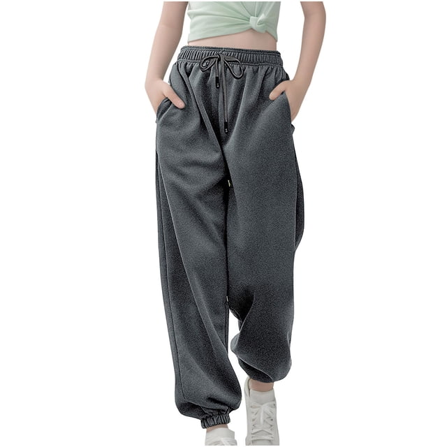 Plebaso Pantalon de Survêtement à Bas Resserré pour Garçons et Filles, Cordon de Serrage, Taille Haute, Pantalon Jogger, Pantalon de Course Athlétique