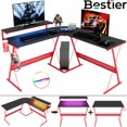 thumbnail image 4 of Bestier 55 inch L-Shaped Gaming Computer Desk with Monitor Stand Home Office Corner Desk, 4 of 5
