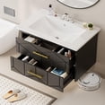 thumbnail image 1 of 24 inch Bathroom Vanity with Sink Combo, Floating Bathroom Vanity with Ceramic Basin, 2 Large Drawers with Gold Handle, Soft-Close Design, Easy Assembly, Black, 1 of 6
