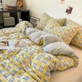 thumbnail image 1 of Plaid Printed 100% Polyester Double Sided Bedding Duvet Cover Set 300TC For Home, 1 of 10