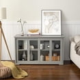 thumbnail image 2 of Giantex Stackable Buffet Cabinet, Kitchen Storage Cabinet with Sliding Tempered Glass Doors, Small Sideboard for Kitchen, Dining Room or Living Room, Grey, 2 of 8
