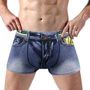 FhsagQ Underwear Underwear for Men Pack 4Xl Super Fit Men's Casual Mid Wasite Underwear Printed Boxer Briefs Cotton Breathable Underwear Mens Underwear Boxers Cotton Blue M
