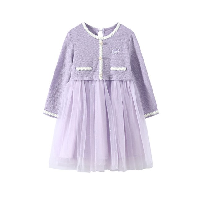 LOVZFMLL Girls' Summer Short Sleeve Ruffled Lace Round-Neck Embroidery Mesh Princess Bow Skirt