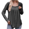 thumbnail image 1 of AherBiu Tuniques pour Femmes à Manches Longues d'Automne, Blouses à Encolure Carrée, Chic Décontracté, Froncées, Coupe Ample, 1 of 7