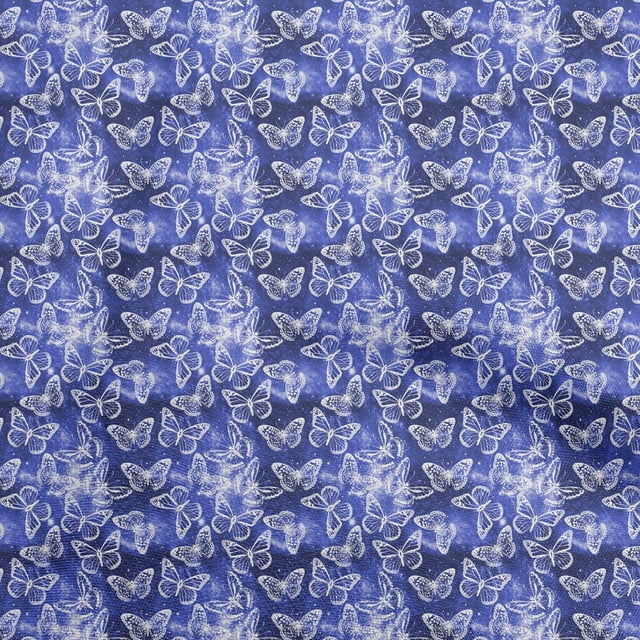oneOone Velvet Medium Blue Fabric Butterflies Sewing Craft Projects Fabric Prints By Yard 58 Inch Wide