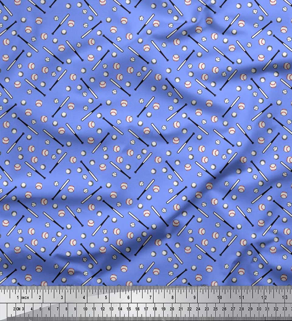 Soimoi Rayon Fabric Baseball Sports Print Fabric by The Yard 56 Inch Wide