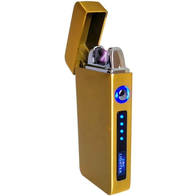 USB Plasma Lighter Flameless Electric Double ARC Dual Pulse Torch Rechargeable Lithium Power Battery (Blaze - Spanish Gold)