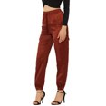 thumbnail image 4 of Unique Bargains Women's High Rise Silky Satin Cargo Pants, Brown, S, 4 of 6