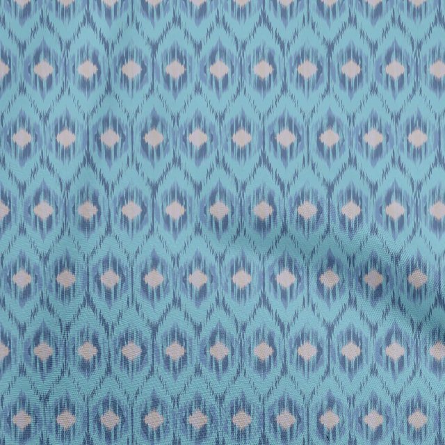 oneOone Polyester Spandex Light Blue Fabric Ikat Sewing Material Print Fabric By The Yard 56 Inch Wide
