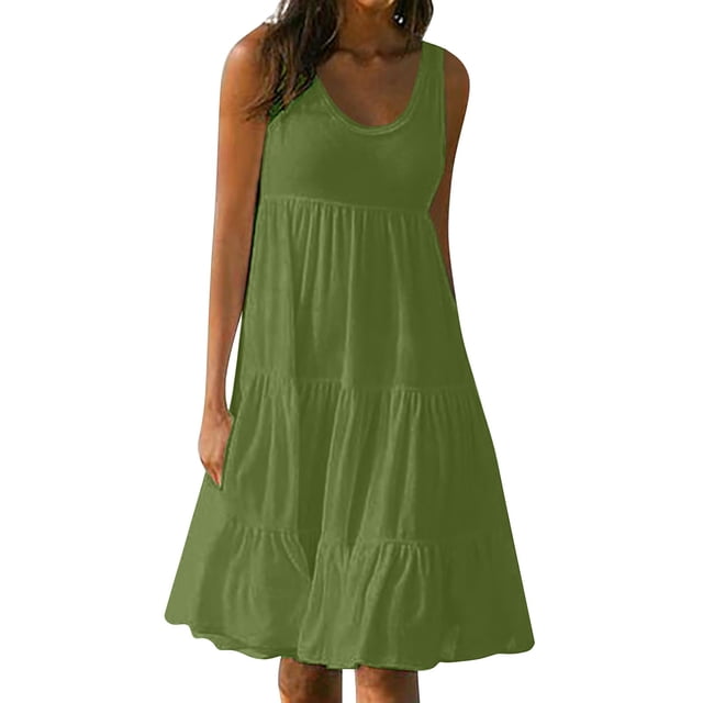 B91xZ Robes Grande Taille pour Femmes Mode Manches Bouffantes Robe Évasée à Volants Été Hiver Tenue de Plage Robes,AG TTG