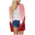 thumbnail image 4 of WUANDIXFA Chandails pour Femmes Cardigans Femmes Cardigan à Imprimé de Noël avec Poche Cardigan à Manches Longues Longueur Midi Cardigan Décontracté Rose,G, 4 of 6
