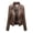 Coffee, variant on Pisexur Women's Leather Jackets Classic Zip Up Lapel Faux Leather Moto Biker Coat Solid Color Long Sleeve Winter Coats Plus Size Leather Jackets with Pockets M-3XL