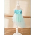 thumbnail image 3 of Jizyo Robe de Danse Lyrique à Sequins pour Filles Robe Tutu de Ballet Dos Croisé Justaucorps de Gym une Pièce Tenues de Danse Vert Menthe G, 3 of 7