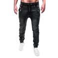 thumbnail image 1 of B91xZ Jeans pour Hommes Coupe Ajustée Classique à Fermeture Éclair Biker Coupe Régulière Jean, Noir G, 1 of 5
