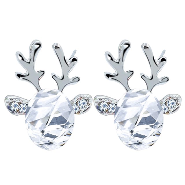 XZNGL Crystal Rings Mens Rings Crystal Gemstone Antler Earrings Three-Dimensional Antlers Earrings