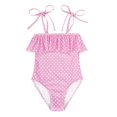 thumbnail image 1 of WEIYLL One Piece Swimsuit Girls 1Pc Bikini Color Floral Print Rash Guard Beach Pool Pink Swimwear for 4-5 Years, 1 of 4