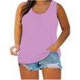 thumbnail image 1 of Timegard Tank Tops for Women Plus Size Round Neck Button Sleeveless Comfy Casual Loose Tops Basic Tee, 1 of 6