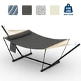 thumbnail image 1 of Double Hammock Set – Heavy Duty Outdoor Stand – Portable for Two – Adjustable Steel Frame – Patio, Garden, Beach & Backyard, 1 of 7
