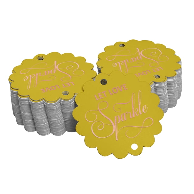 Inkdotpot Rose Gold Foil Paper Hang Tags Let Love Sparkle Wedding Favor Tags 50 Pieces
