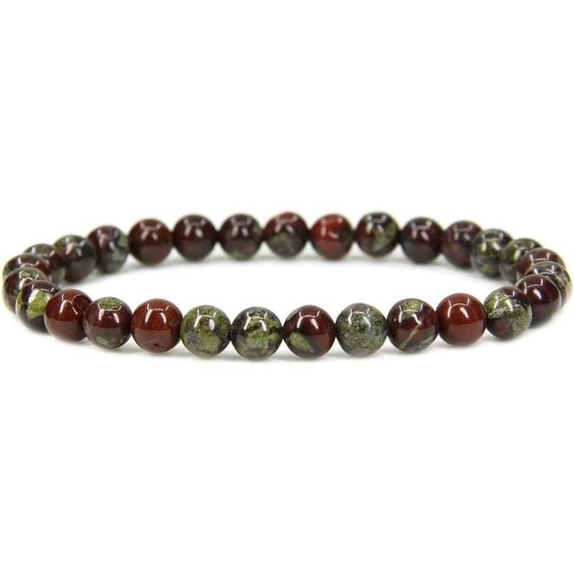 Bracelet Extensible Unisexe en Perles Rondes de 6 mm en Jaspe de Sang de Dragon Naturel de Qualité A 7 Pouces