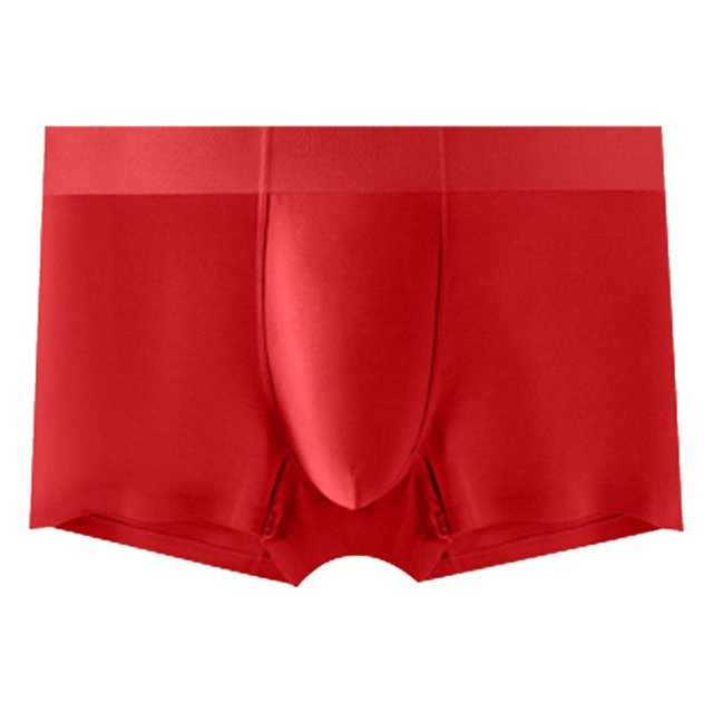 B91xZ Boxer Briefs Seamless Breathable Oversized Men Bulge Poch Underpants,Red XXL